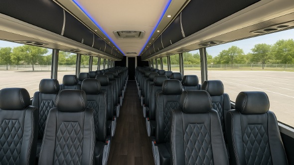 Interior of Charter Bus Company Arlington Heights's 50 Passenger Charter Bus in Arlington Heights