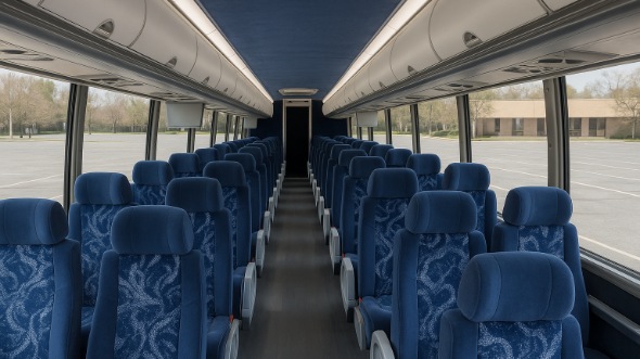 Interior of Charter Bus Company Hoffman Estates's 54 Passenger Charter Bus in Hoffman Estates