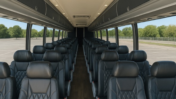 Interior of Charter Bus Company Palatine's 55 Passenger Charter Bus in Palatine