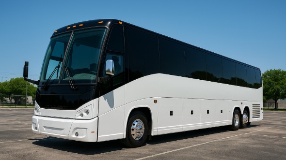 Exterior of Charter Bus Company Mount Prospect's 55 Passenger Charter Bus in Mount Prospect
