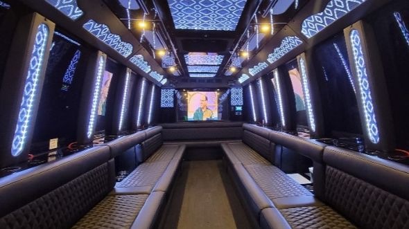 Interior of Charter Bus Company Palatine's Party Bus in Palatine
