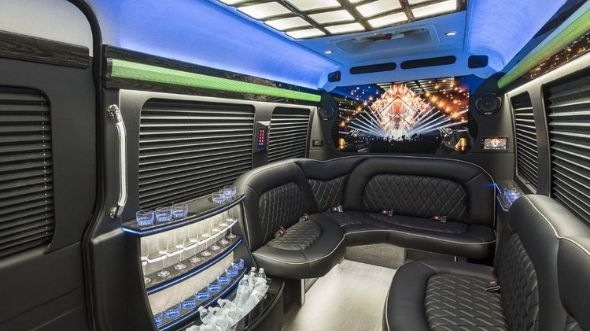 Interior of Charter Bus Company Orland Park's Sprinter Limo in Orland Park