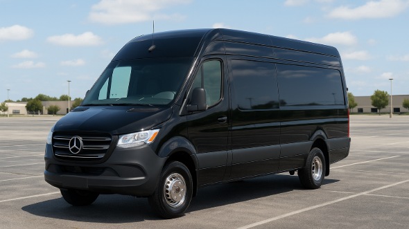Exterior of Charter Bus Company Hoffman Estates's Sprinter Van Rental With Driver in Hoffman Estates